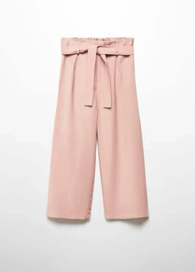 Mango Kids' Trousers With Belt Loops Pink In Rose