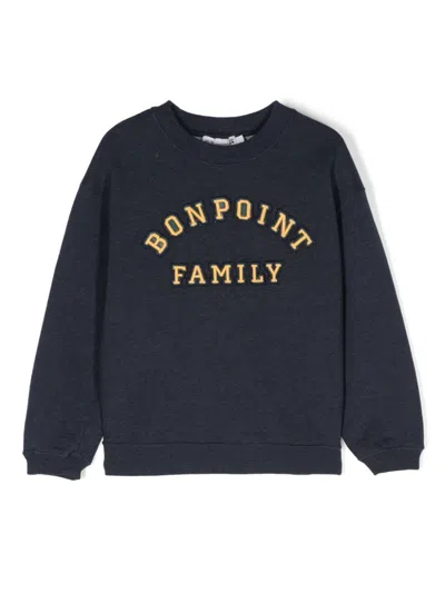 Bonpoint Kids' Embroidered-logo Cotton Sweatshirt In Blue