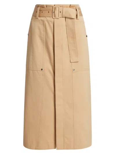 A.l.c Maia Belted Midi Cargo Skirt In Latte