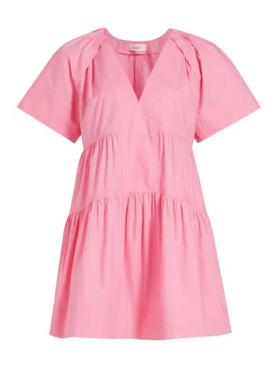 A.l.c Camila Short-oversized Sleeve Tiered Mini Dress In Light Grapefruit