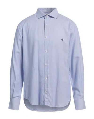 Brooksfield Man Shirt Slate Blue Size 16 Cotton