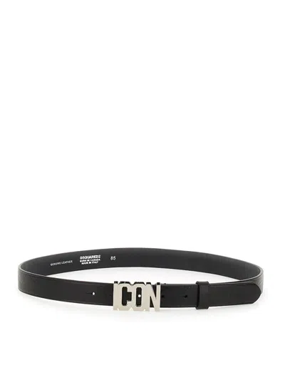 Dsquared2 Leather Belt In Black