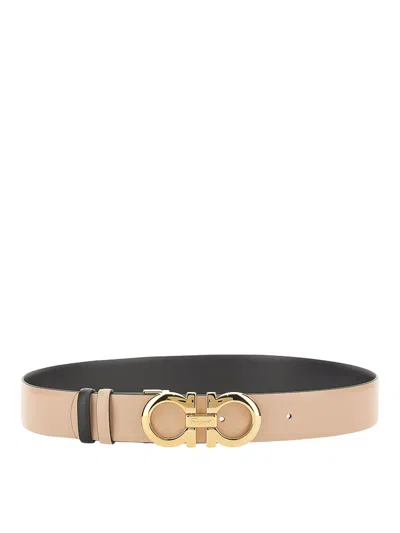 Ferragamo Gancini Belt In Beige