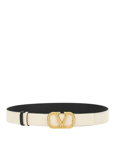 Valentino Garavani Leather Belt In White