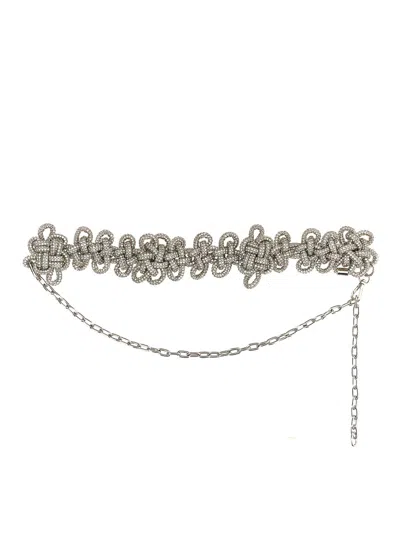 Kara Crystal Knot Belt In Silver
