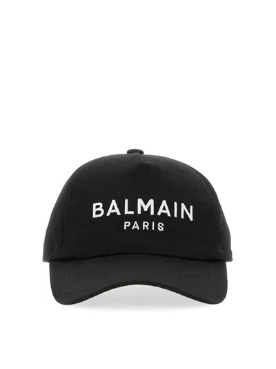 Balmain Baseball Hat With Logo In Black