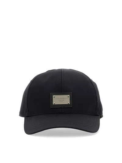 Dolce & Gabbana Baseball Cap With Logo Plaque In Blue