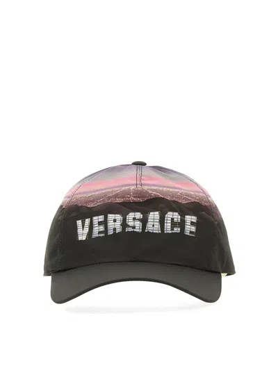 Versace Baseball Hat With Logo In Multicolour