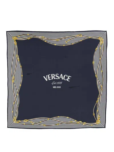 Versace Silk Scarf In Blue
