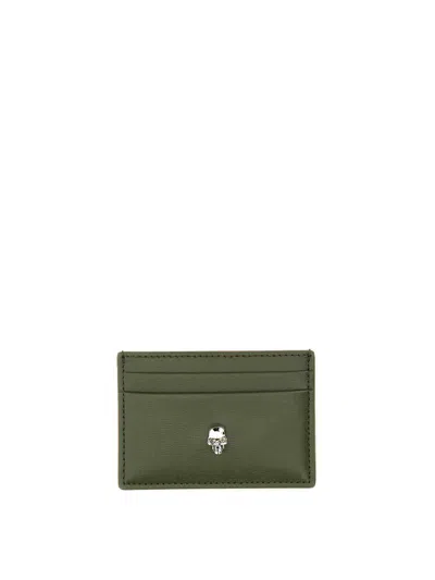 Alexander Mcqueen Leather Card Holder In Green