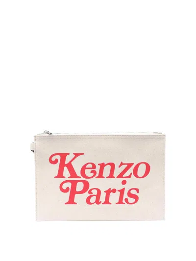 Kenzo Clutch Bag In White