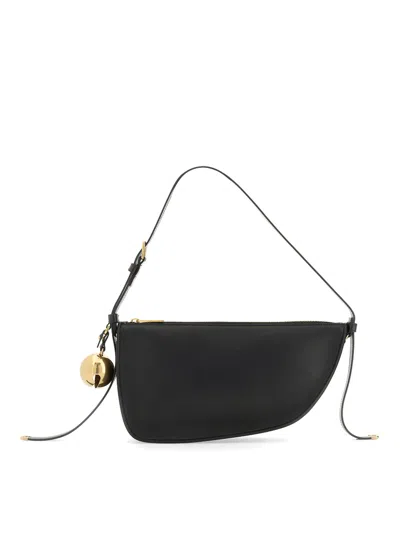 Burberry Mini Shield Leather Shoulder Bag In Black