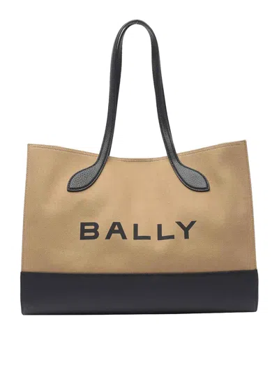 Bally Logo Tote Bag In Brown