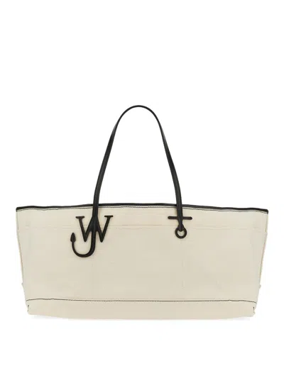 Jw Anderson Woman Ivory Canvas Anchor Shopping Bag In White