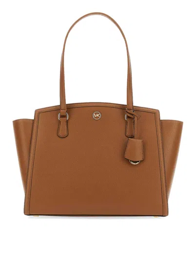 Michael Michael Kors Marilyn Leather Tote In Light Brown