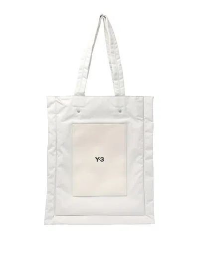 Y-3 Logo-print Padded Tote Bag In White