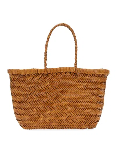 Dragon Diffusion Triple Jump Woven-leather Basket Bag In Beige