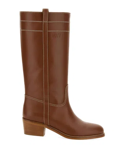Fay 70mm Leather Boots In Brown