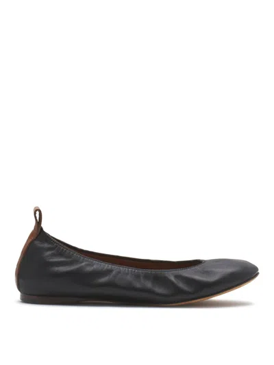 Lanvin Leather Ballerina In Black