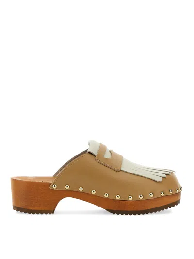 Jejia Leather Clogs In White