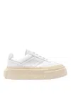 Mm6 Maison Margiela Mixed Leather Platform Sneakers In White