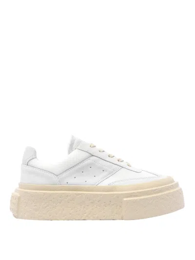 Mm6 Maison Margiela Mixed Leather Platform Trainers In White