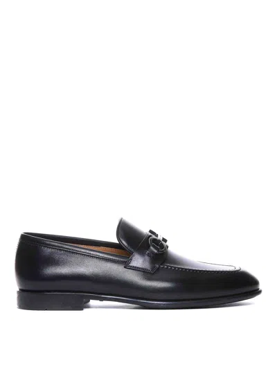 Ferragamo Foster Loafers With Gancini Logo In Black