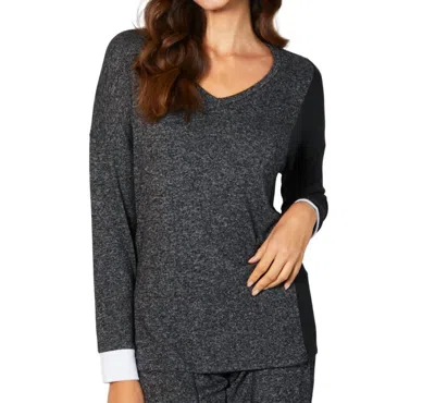 French Kyss V-neck Top In Steel Combo In Multi