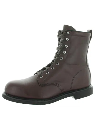 Work America Steel Toe 8" Farm Mens Leather Water-resistant Work Boots In Brown