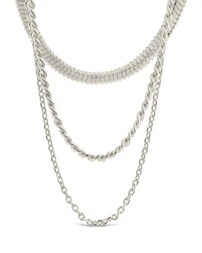 Sterling Forever Brenna Layered Chain Necklace In Silver