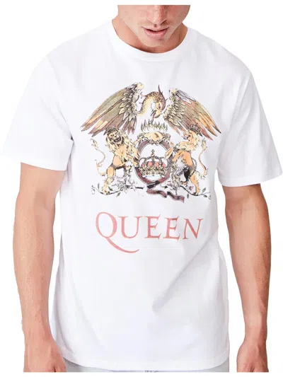 Cotton On Queen Mens Cotton Crewneck Graphic T-shirt In White