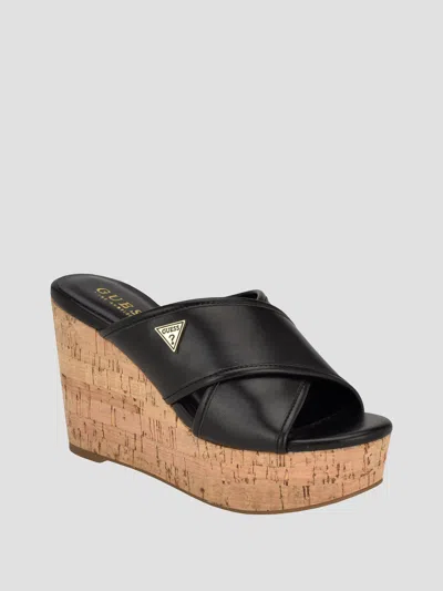 Guess Factory Cloys Summer Wedges In Black