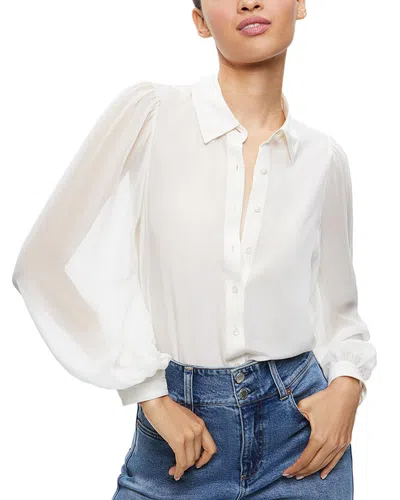 Alice And Olivia Roanne Silk Shirt In White