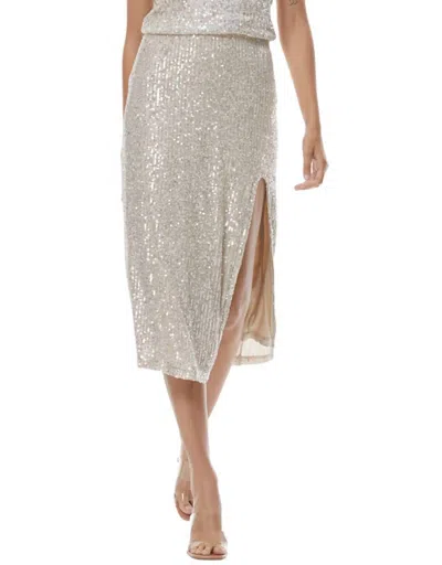 Young Fabulous & Broke Pierre Sequin Pencil Skirt In Champagne In White