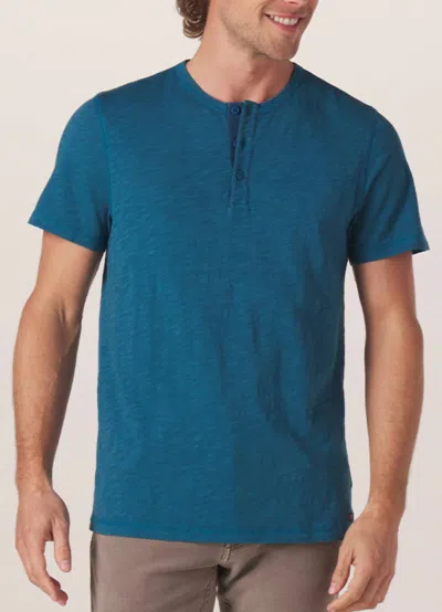 The Normal Brand Vintage Henley In Teal In Blue