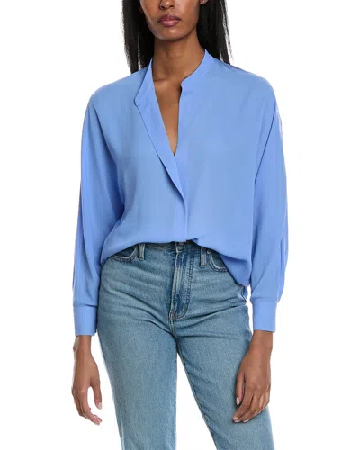 Vince Semi Sheer Blouse In Blue