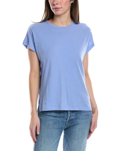 Vince Relaxed Linen-blend T-shirt In Blue