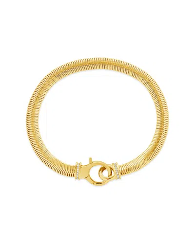 Sterling Forever 14k Plated Cz Kassidy Chain Bracelet In Gold