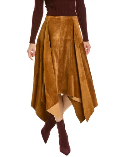 Ferragamo Suede Maxi Skirt In Brown