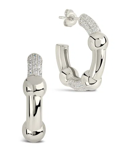 Sterling Forever Emilee Hoop Earrings In Silver