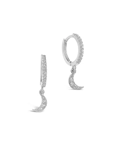 Sterling Forever Silver Cz Crescent Micro Hoops