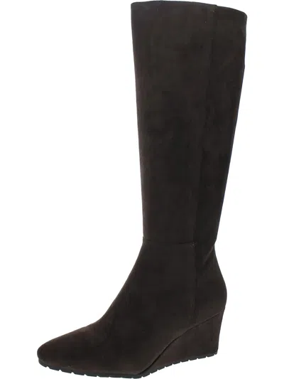 Anne Klein Valonia Womens Faux Suede Tall Knee-high Boots In Brown