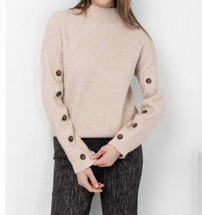 Lisette L Sophie Sweater With Button Sleeves In Beige
