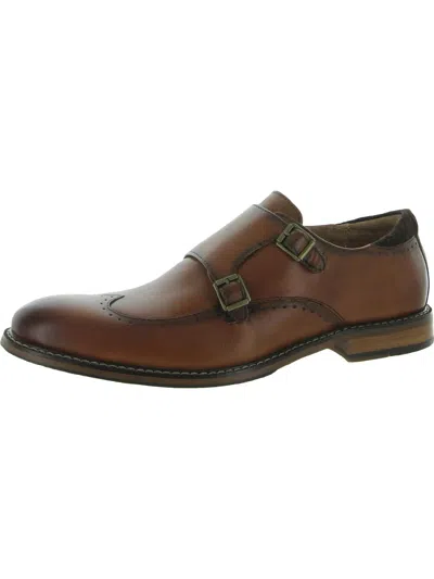 Stacy Adams Farwell Mens Leather Wing Tip Oxfords In Brown