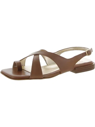 Naturalizer Nikki Womens Leather Ankle Strap Slingback Sandals In Brown