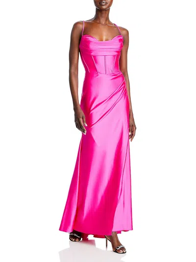 Aqua Womens Satin Corset Evening Dress In Pink