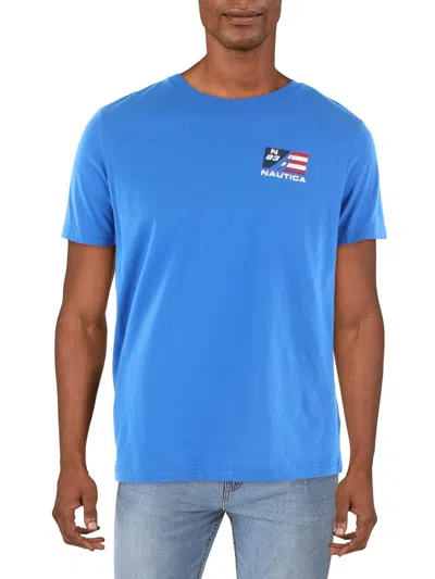 Nautica Mens Crewneck Short Sleeve Graphic T-shirt In Blue