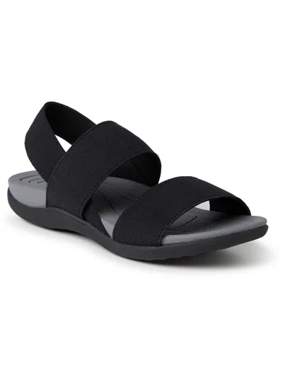 Dearfoams Womens Memory Foam Cushioned Footbed Slide Sandals In Black