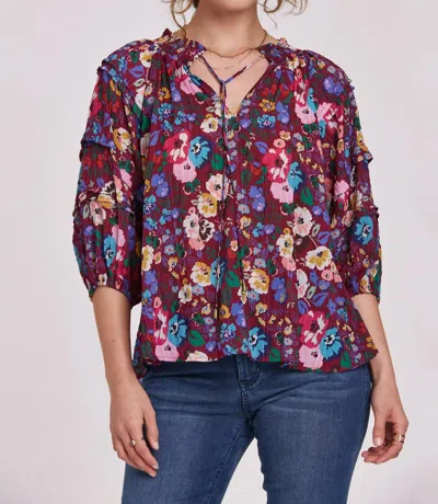 Another Love Tika 3/4 Sleeve Floral Blouse In Terrace Blooms In Multi