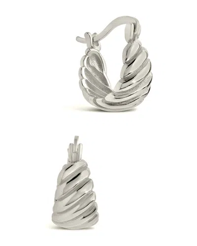 Sterling Forever Sterling Silver Croissant Dome Hoop Earrings - Silver
